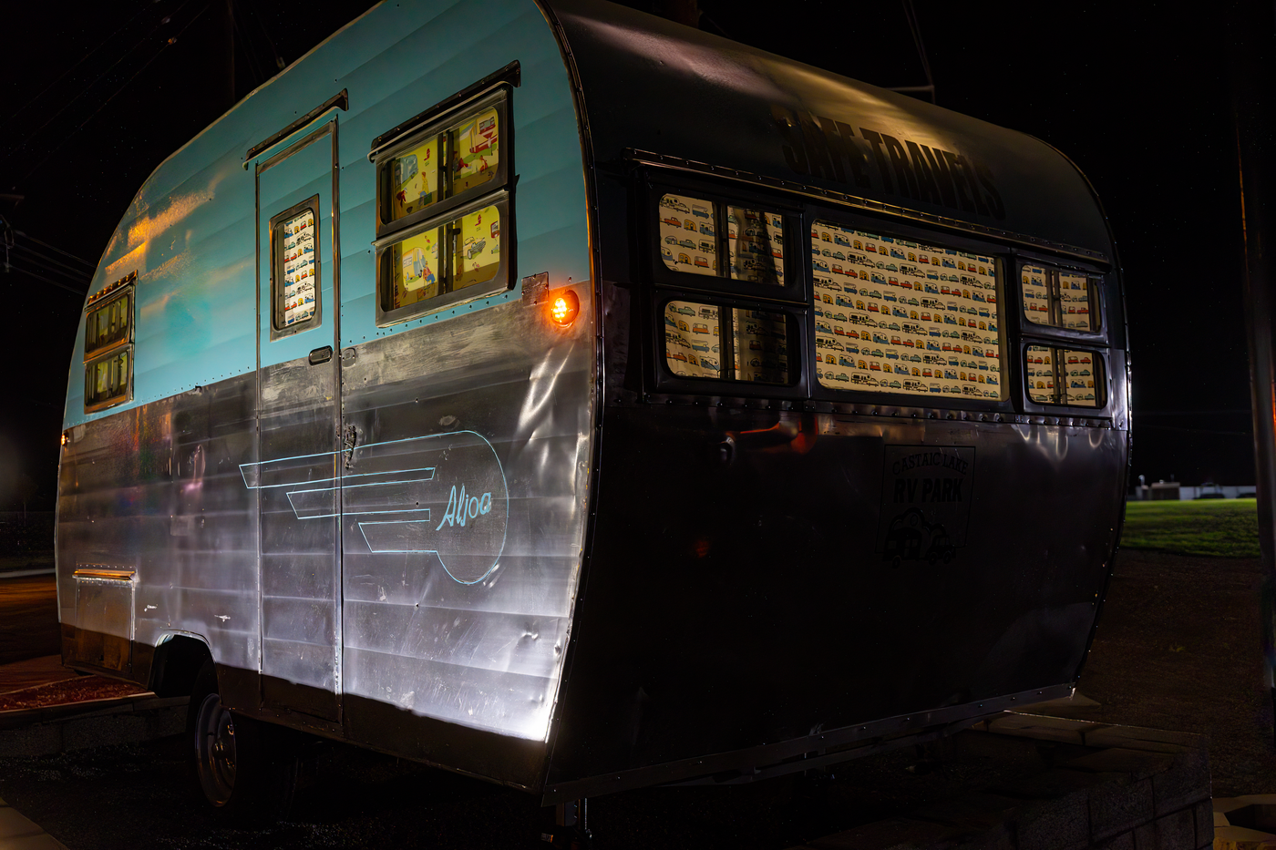 Custom two-tone paint on a restored vintage trailer